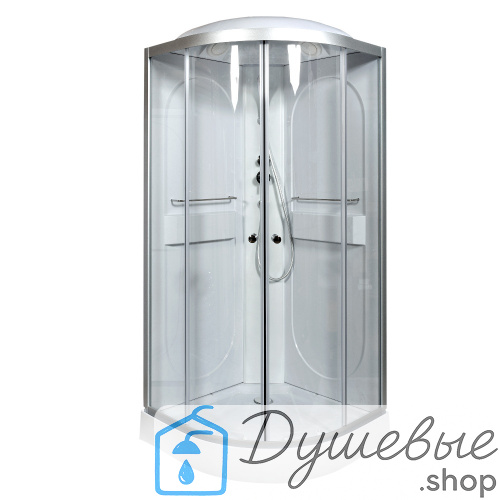 Душевая кабина AvaCan L608 стандартная 80×80 см, четверть круга, прозрачное стекло, универсальная ориентация, с крышей, без гидромассажа