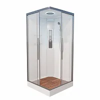 Душевая кабина AvaCan K2080LED, 80×80 см, прямоугольная, прозрачное стекло, универсальная ориентация, крыша, гидромассаж.