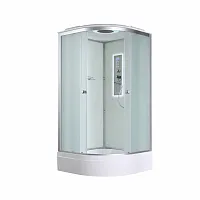 Душевая кабина AvaCan D3010 LED 100×100 см, четверть круга, матовое стекло, универсальная ориентация, крыша, гидромассаж.