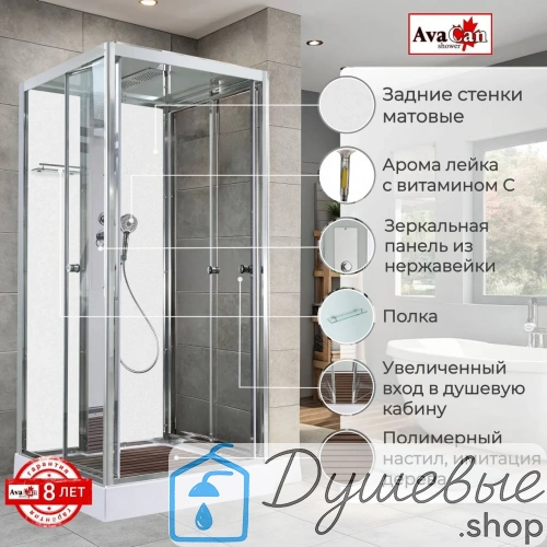 Душевая кабина AvaCan Z1910MT 100x100 квадратная прозрачное стекло с крышей, без гидромассажа, универсальная. фото 3