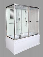 Душевая кабина AvaCan V150, 150×85 см, прямоугольная, прозрачное стекло, универсальная ориентация, крыша, гидромассаж.