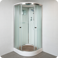 Душевая кабина AvaCan D09S с электрикой, 90×90 см, четверть круга, матовое стекло, универсальная ориентация, крыша.