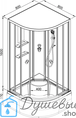 Душевая кабина AvaCan EM 4580 N 80×80 см, четверть круга, стекло с узором, универсальная ориентация, без крыши, без гидромассажа фото 20