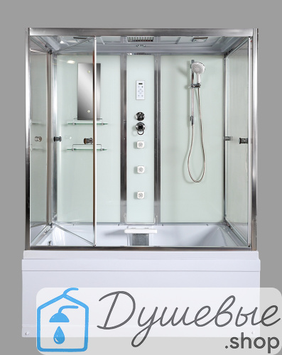 Душевая кабина AvaCan V170, 170×85 см, прямоугольная, прозрачное стекло, универсальная ориентация, крыша, гидромассаж.