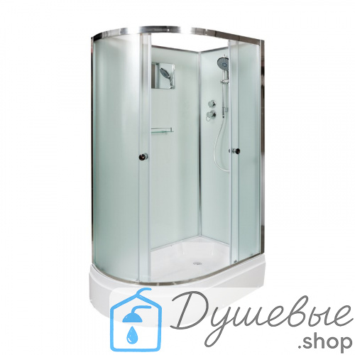 Душевая кабина AvaCan D272 R 120×80 см, асимметричная форма, матовое стекло, правая ориентация, без крыши, без гидромассажа