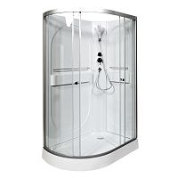 Душевая кабина AvaCan L602R N без крыши, 120×80 см, асимметричная форма, прозрачное стекло, правая ориентация, без гидромассажа