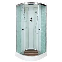 Душевая кабина AvaCan EM 1510, 100×100 см, четверть круга, с узором, универсальная ориентация, крыша, без гидромассажа.