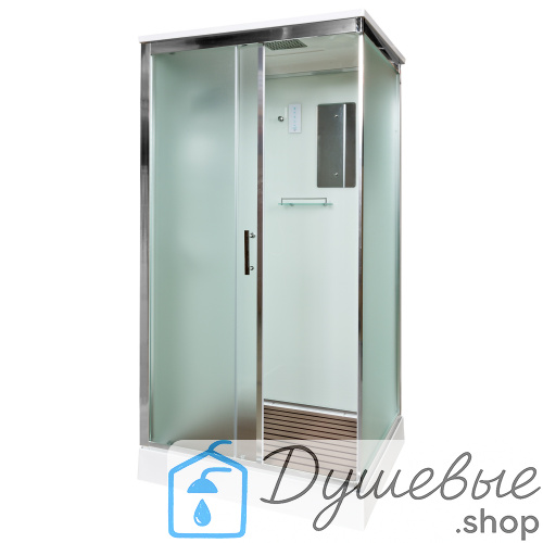 Душевая кабина AvaCan D129 S с электрикой, 120×90 см, прямоугольная, матовое стекло, универсальная ориентация, крыша, без гидромассажа