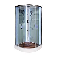 Душевая кабина AvaCan A09 LED 90×90 см, четверть круга, прозрачное стекло, универсальная ориентация, с крышей и гидромассажем.