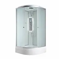 Душевая кабина AvaCan C3080 LED 80×80 см, четверть круга, матовое стекло, универсальная ориентация, с крышей, с гидромассажем
