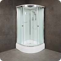 Душевая кабина AvaCan D271S с электрикой 100×100 см, четверть круга, матовое стекло, универсальная ориентация, крыша, без гидромассажа