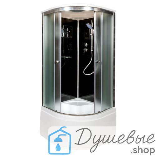 Душевая кабина AvaCan B90S BLACK 90×90 см, четверть круга, матовое стекло, универсальная ориентация, крыша, без гидромассажа фото 3