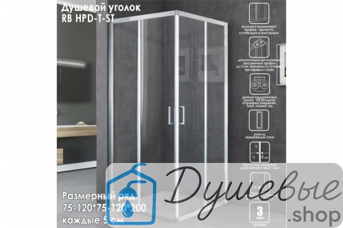 Душевой уголок Royal Bath RB HPD-T-ST 80х80х200 прозрачное стекло фото 3