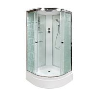 Душевая кабина AvaCan EM2710 100×100 см четверть круга с узором, универсальная ориентация, с крышей, без гидромассажа