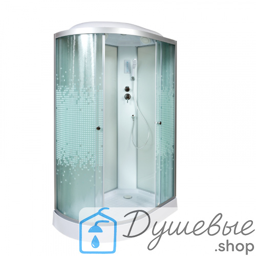Душевая кабина AvaCan L902 R с электрикой, 120×80 см, асимметричная форма, стекло с узором, правая ориентация, крыша, без гидромассажа