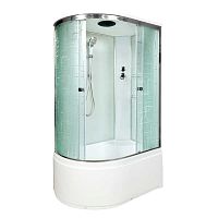 Душевая кабина AvaCan EM 5012 R. Размер 120×90 см, четверть круга, стекло с узором, универсальная ориентация, крыша, без гидромассажа