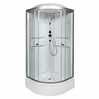 Душевая кабина AvaCan L580 стандартная, 80×80 см, четверть круга, прозрачное стекло, универсальная ориентация, крыша, без гидромассажа