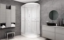 Душевая кабина AvaCan L602L с гм. и эл. 120×80 см, асимметричная, прозрачное стекло, левая ориентация, крыша, гидромассаж
