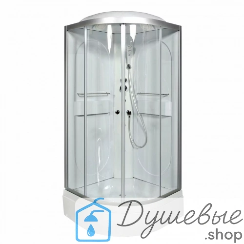 Душевая кабина AvaCan L580 с гидромассажем, 80×80 см, четверть круга, прозрачное стекло, универсальная ориентация, с крышей. фото 3