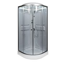 Душевая кабина AvaCan L608 LED 80×80 см, четверть круга, прозрачное стекло, универсальная ориентация, с крышей, без гидромассажа