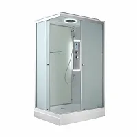 Душевая кабина AvaCan CK2810LED. 100×80 см, прямоугольная, матовое стекло, универсальная ориентация, крыша, гидромассаж.