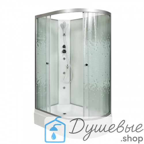 Душевая кабина AvaCan L 720 L N с гидромассажем, 120×80 см, асимметричная форма, стекло с узором, левая ориентация, без крыши