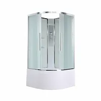 Душевая кабина AvaCan EM5010N без крыши, 100×100 см, четверть круга, матовое стекло, универсальная ориентация, без гидромассажа