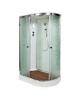 Душевая кабина AvaCan EM 1512 L с электрикой 120×80 см, асимметричная форма, узорное стекло, левая ориентация, крыша, без гидромассажа.