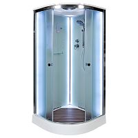 Душевая кабина AvaCan D08S LED 80×80 см, четверть круга, матовое стекло, универсальная ориентация, крыша.