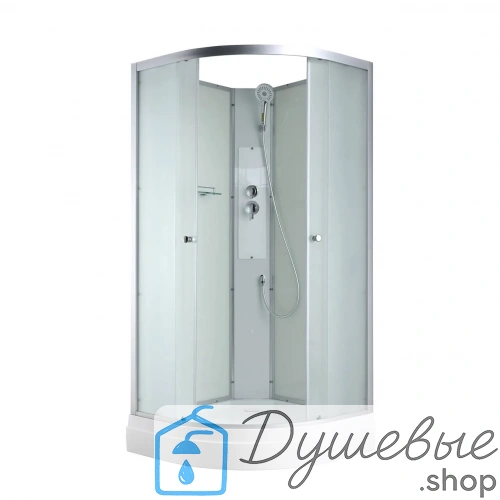 Душевая кабина AvaCan C2080 N без крыши, 80×80 см, четверть круга, матовое стекло, универсальная ориентация, без гидромассажа.