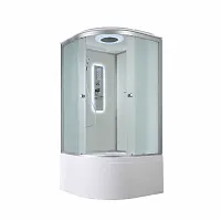 Душевая кабина AvaCan D5010 LED 100×100 см, четверть круга, матовое стекло, универсальная ориентация, крыша, гидромассаж