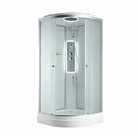 Душевая кабина AvaCan C2090 LED 90×90 см, четверть круга, матовое стекло, универсальная ориентация, крыша, гидромассаж
