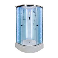 Душевая кабина AvaCan EM2790 LED, 90×90 см, четверть круга, стекло с узором, универсальная ориентация, с крышей, без гидромассажа