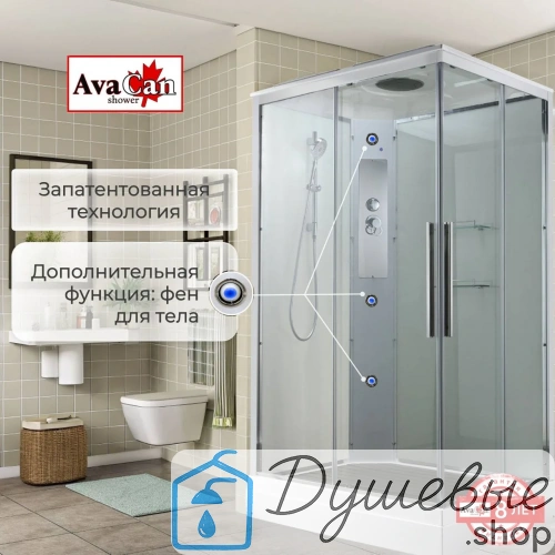 Душевая кабина AvaCan K2011 стандартная 110×90 см, прямоугольная, прозрачное стекло, крыша, без гидромассажа фото 16