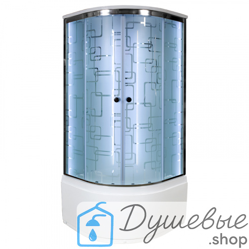 Душевая кабина AvaCan EM4510 LED, 100×100 см, четверть круга, стекло с узором, универсальная ориентация, с крышей, без гидромассажа фото 3