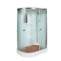 Душевая кабина AvaCan D102S R с электрикой, 120×80 см, асимметричная, матовое стекло, с крышей.