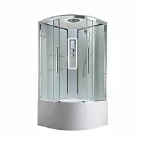 Душевая кабина AvaCan EM5010LEDT прозрачная, 100×100 см, четверть круга, прозрачное стекло, универсальная ориентация, с крышей, с гидромассажем