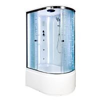 Душевая кабина AvaCan EM4512 L LED 120×80 четверть круга с узором, универсальная ориентация, крыша, гидромассаж