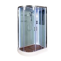 Душевая кабина AvaCan A102 R LED 120×80 см, асимметричная форма, прозрачное стекло, правая ориентация, крыша, без гидромассажа