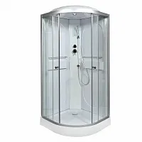 Душевая кабина AvaCan L601 с электрикой, 100×100 см, четверть круга, прозрачное стекло, универсальная ориентация, крыша, без гидромассажа