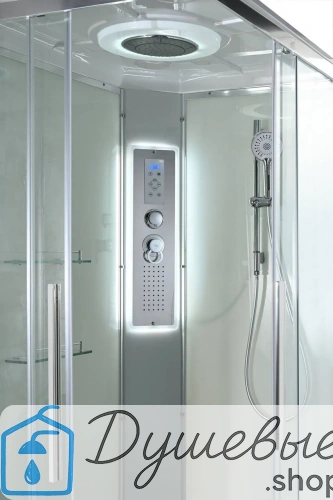Душевая кабина AvaCan K2810LED 100×80 см, прямоугольная, прозрачное стекло, универсальная ориентация, с крышей и гидромассажем. фото 15