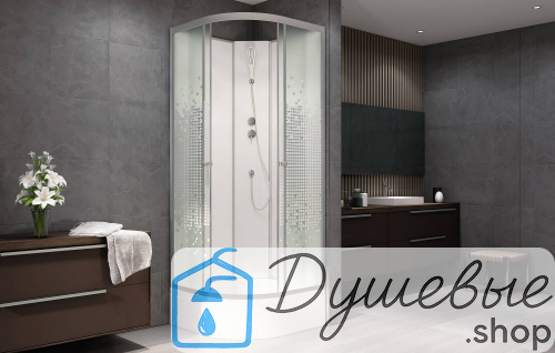 Душевая кабина AvaCan L 790 N без крыши, 90×90 см, четверть круга, стекло с узором, универсальная. фото 3
