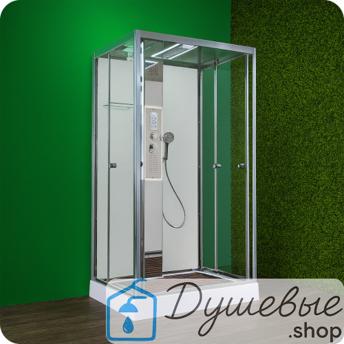 Душевая кабина AvaCan Z1912LEDMT 120×90 см, прямоугольная, прозрачное стекло, универсальная ориентация, с крышей и гидромассажем.