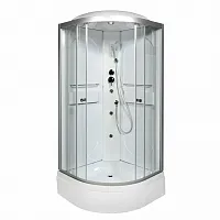 Душевая кабина AvaCan L580 с гидромассажем, 80×80 см, четверть круга, прозрачное стекло, универсальная ориентация, с крышей