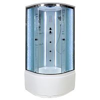 Душевая кабина AvaCan EM4580 LED с гидромассажем, 80×80 см, четверть круга, стекло с узором, крыша, универсальная ориентация