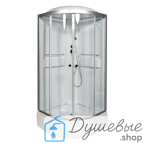 Душевая кабина AvaCan L510 LED 100×100 см, четверть круга, прозрачное стекло, универсальная ориентация, с крышей, без гидромассажа фото 3
