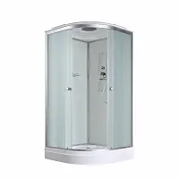 Душевая кабина AvaCan D2010 стандартная: 100×100 см, четверть круга, матовое стекло, универсальная ориентация, крыша, без гидромассажа