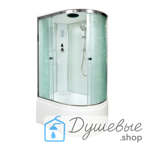 Душевая кабина AvaCan EM 5012 L с электрикой, 120×90 см, асимметричная, стекло с узором, левая ориентация, с крышей, без гидромассажа