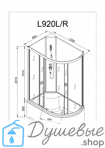 Душевая кабина AvaCan L920 L N без крыши, 120×80 см, асимметричная форма, стекло с узором, левая ориентация, без гидромассажа фото 15