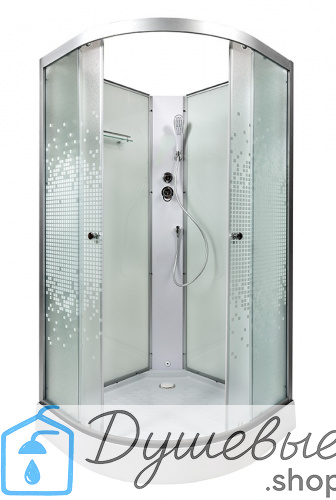 Душевая кабина AvaCan L901 N без крыши, 100×100 см, четверть круга, матовое стекло, ориентация универсальная